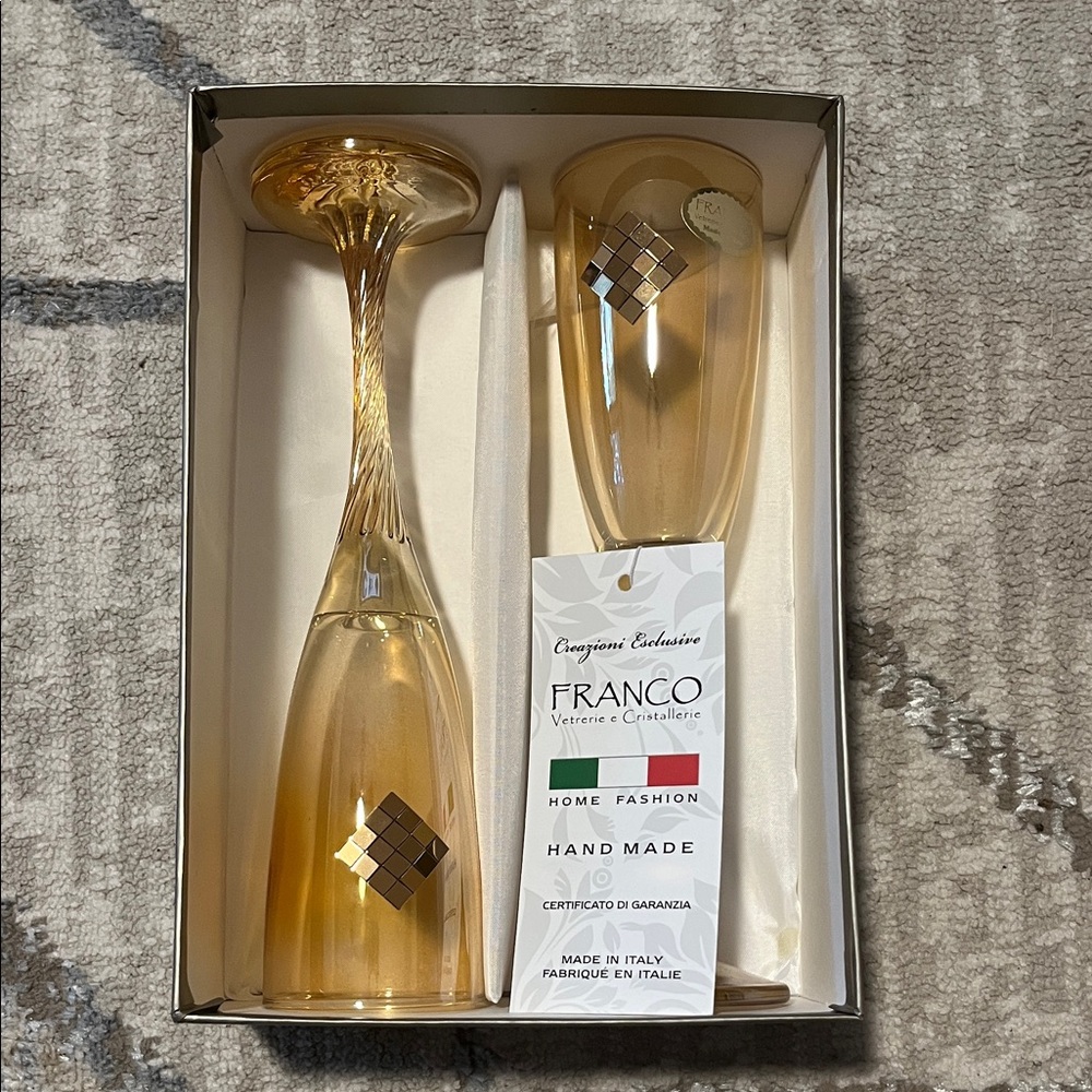 Franco Handmade Gold Champagne Flutes